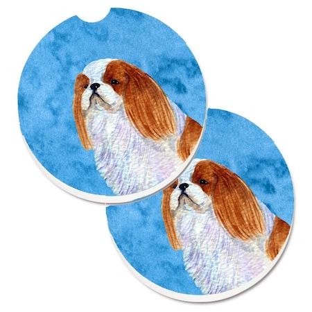 Carolines Treasures Blue English Toy Spaniel Set of 2 Cup Holder Car Coaster SS4783-BUCARC